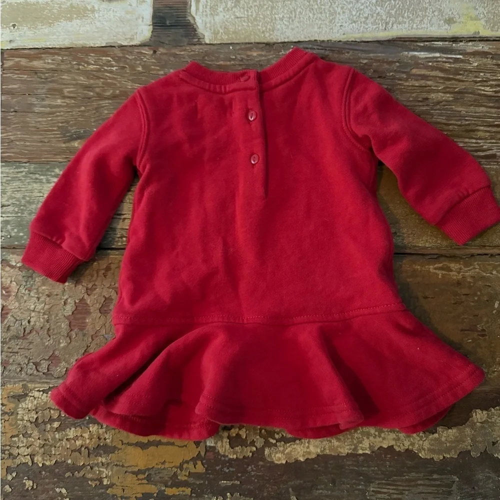 Ralph Lauren Polo Bear Sweater Ski Dress Red Baby Girl Infant | Size 3 Months